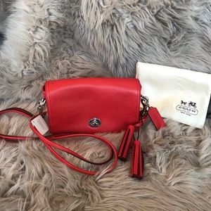 Coach red leather crossbody/shoulder bag
